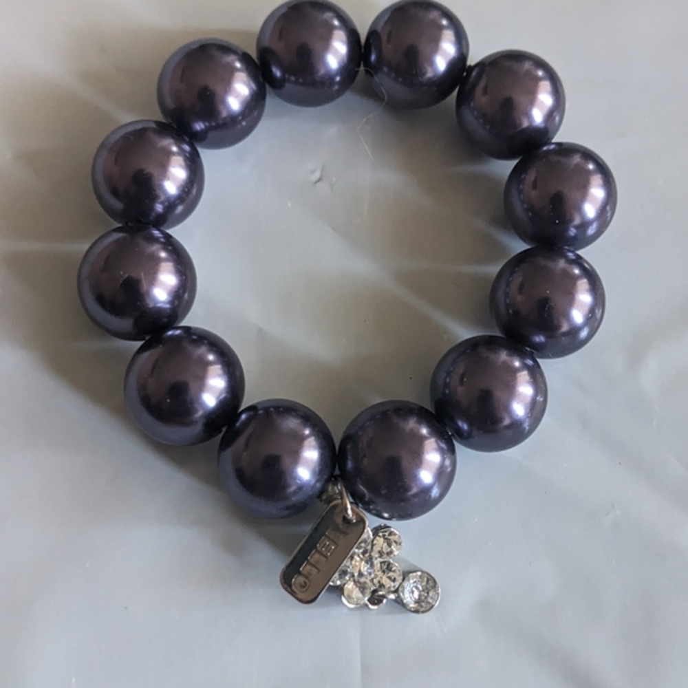 Chic Deep Purple Chunky Beaded Lello Bracelet with Sparkling Charm